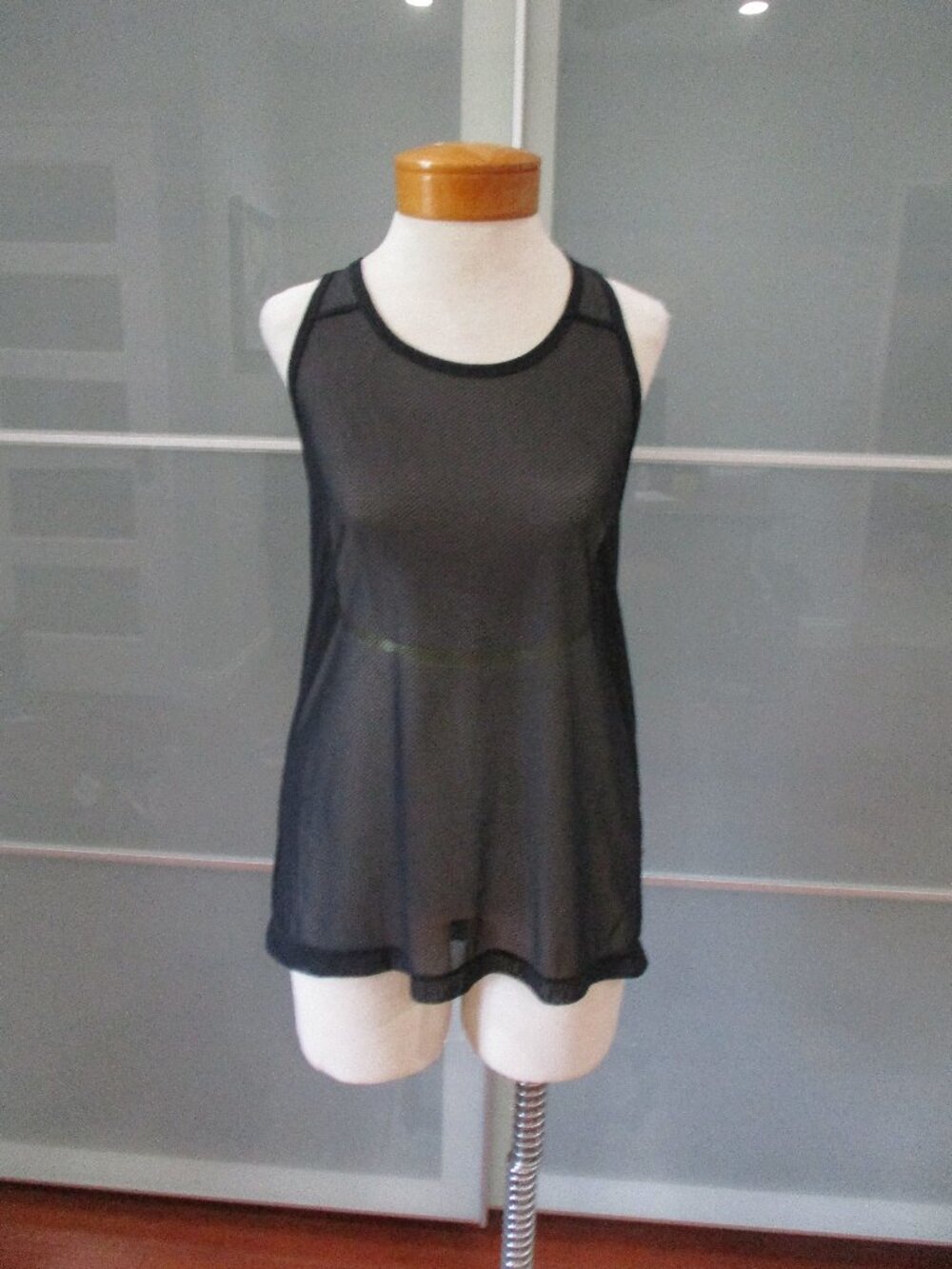 Sweaty Betty Black Mesh T-Back Tank Top